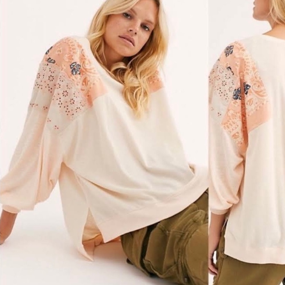 EUC Free People Feelin’ It Tunic Top (Alabaster Combo) - Picture 4 of 9